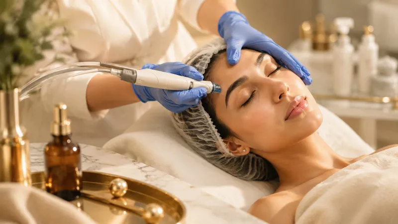 Patient receiving a hydrafacial skin treatment at Skin Solution Clinic